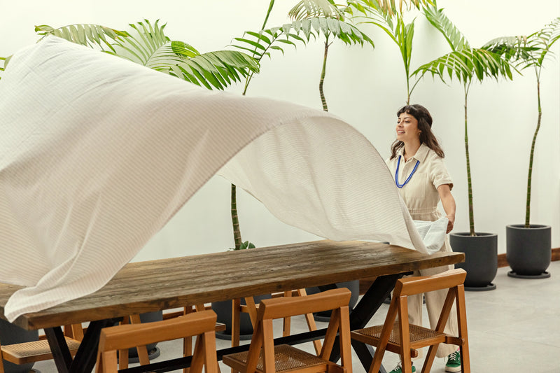 Heritage Stripe Tablecloth | Neutral | 60"x120"