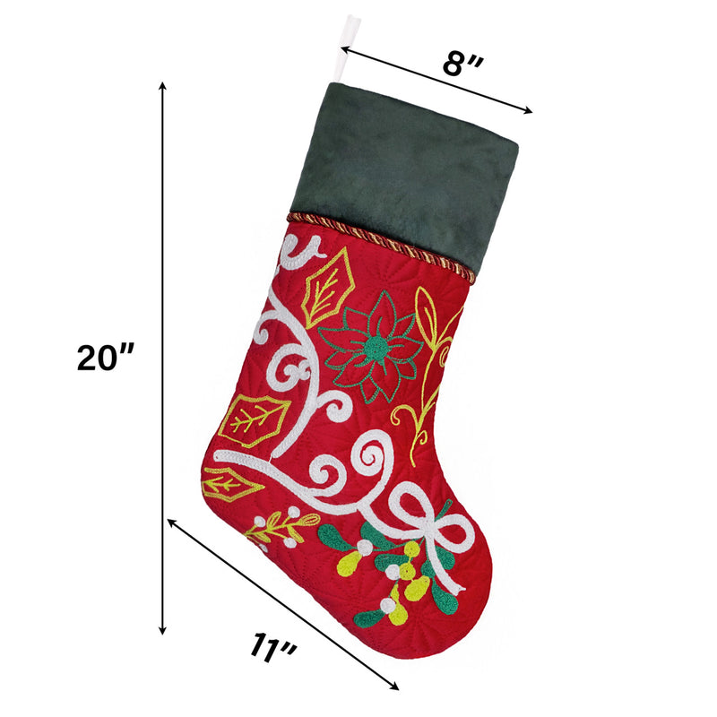 Medias navideñas bordadas con toalla - Scrolls 