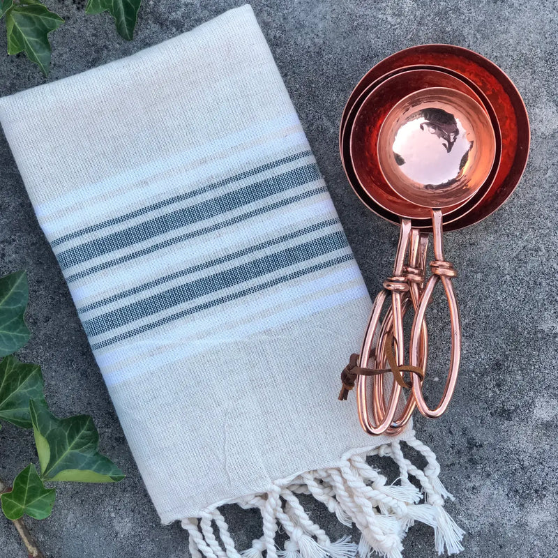 Ecru + Olive Turkish Hand Towel