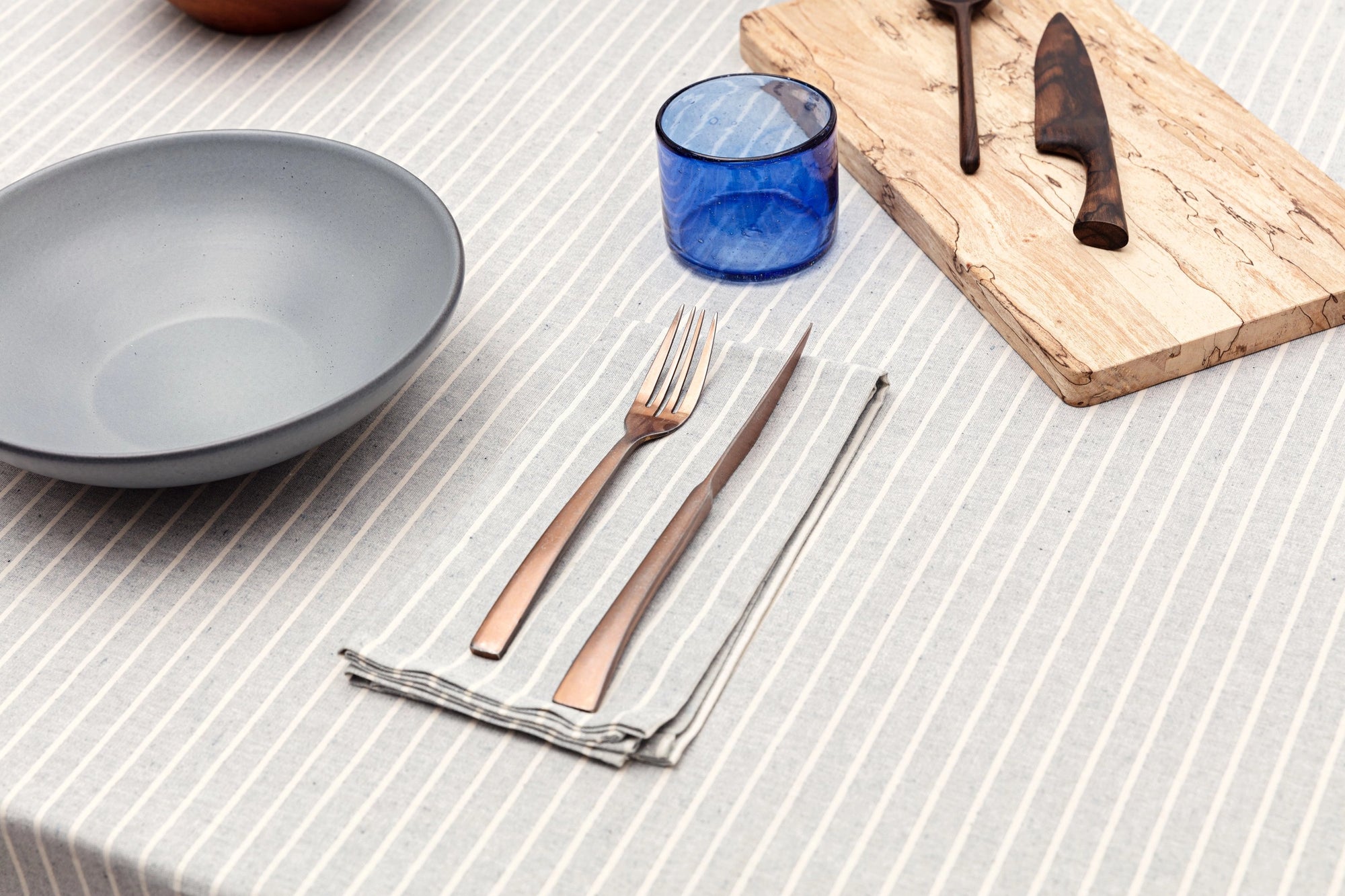 Heritage Stripe Tablecloth | Dusty Blue | 60"x100"