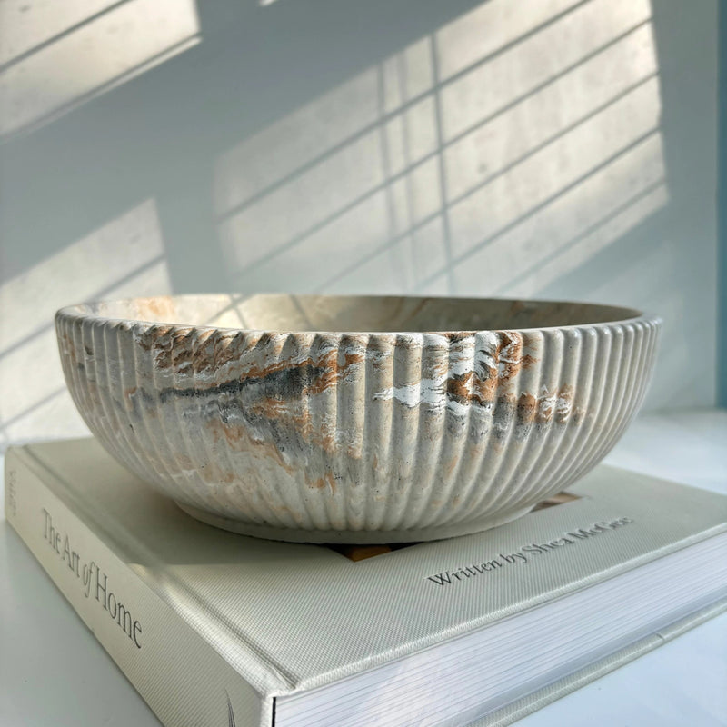 Aoki Tan Fusion Fluted Concrete Bowl