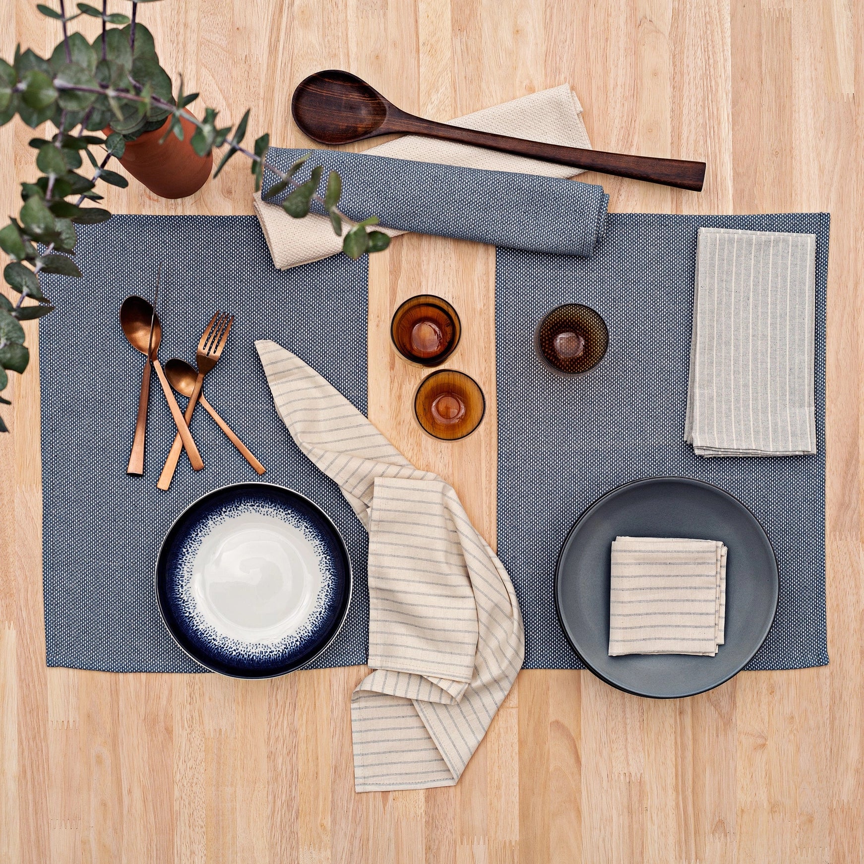 Modern Rustic Placemats | Blue Denim S/4