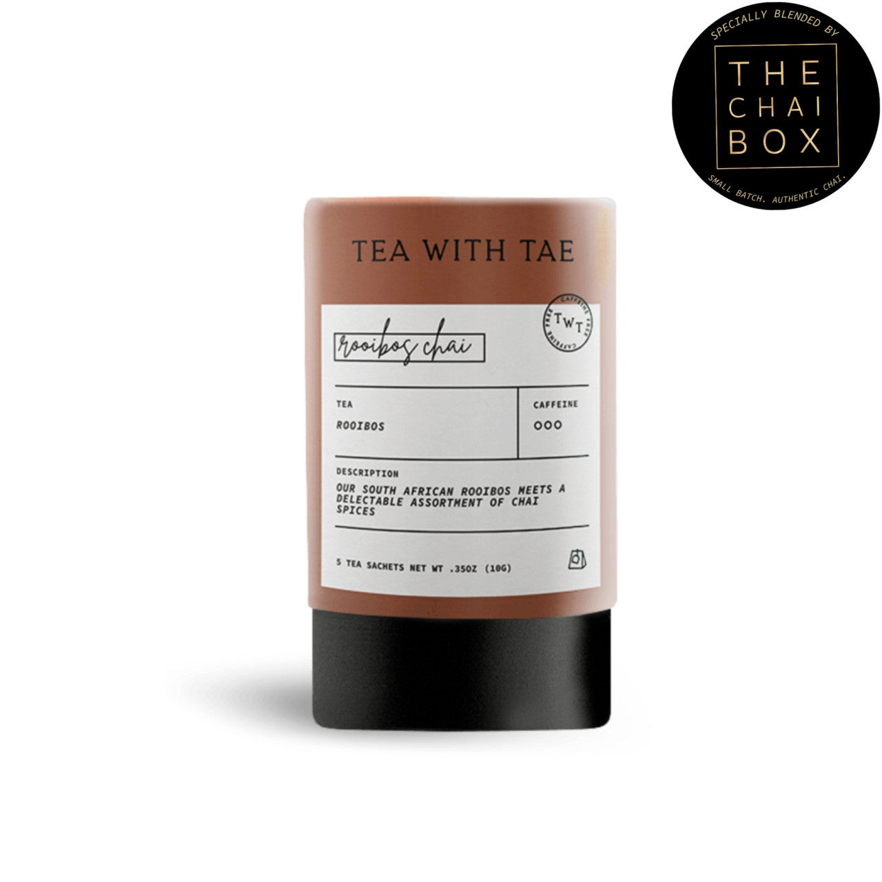 Mini tubo de té Rooibos Chai Herbal Decaf (5 bolsitas)