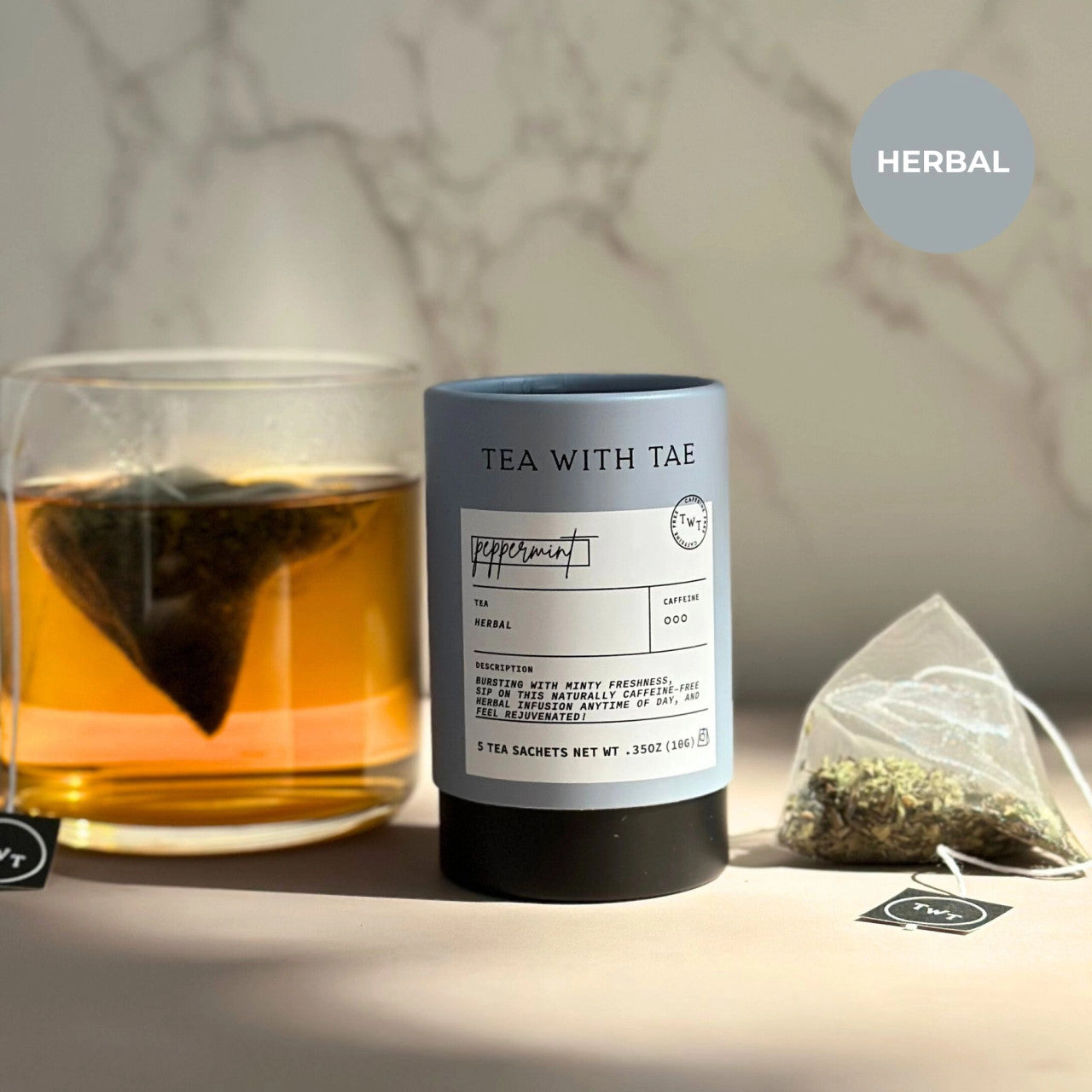 Peppermint Herbal Mini Tea Tube (5 Tea Bags)