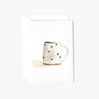 Minitarjeta con forma de taza de puntos azules 