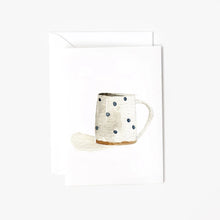 Minitarjeta con forma de taza de puntos azules 