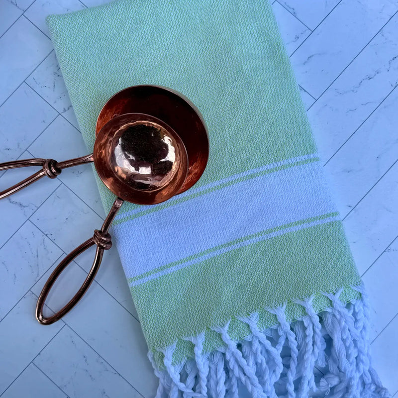 Spring Green Stripe Turkish Hand Towel