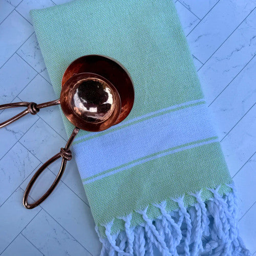Spring Green Stripe Turkish Hand Towel