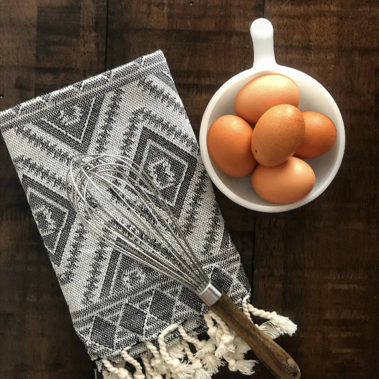 Obsidian + Smoke Turkish Hand Towel (Damask)