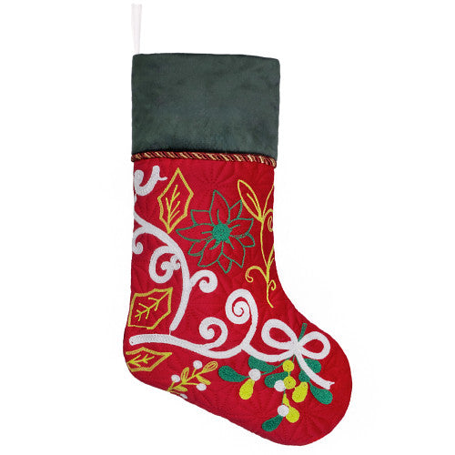 Medias navideñas bordadas con toalla - Scrolls 