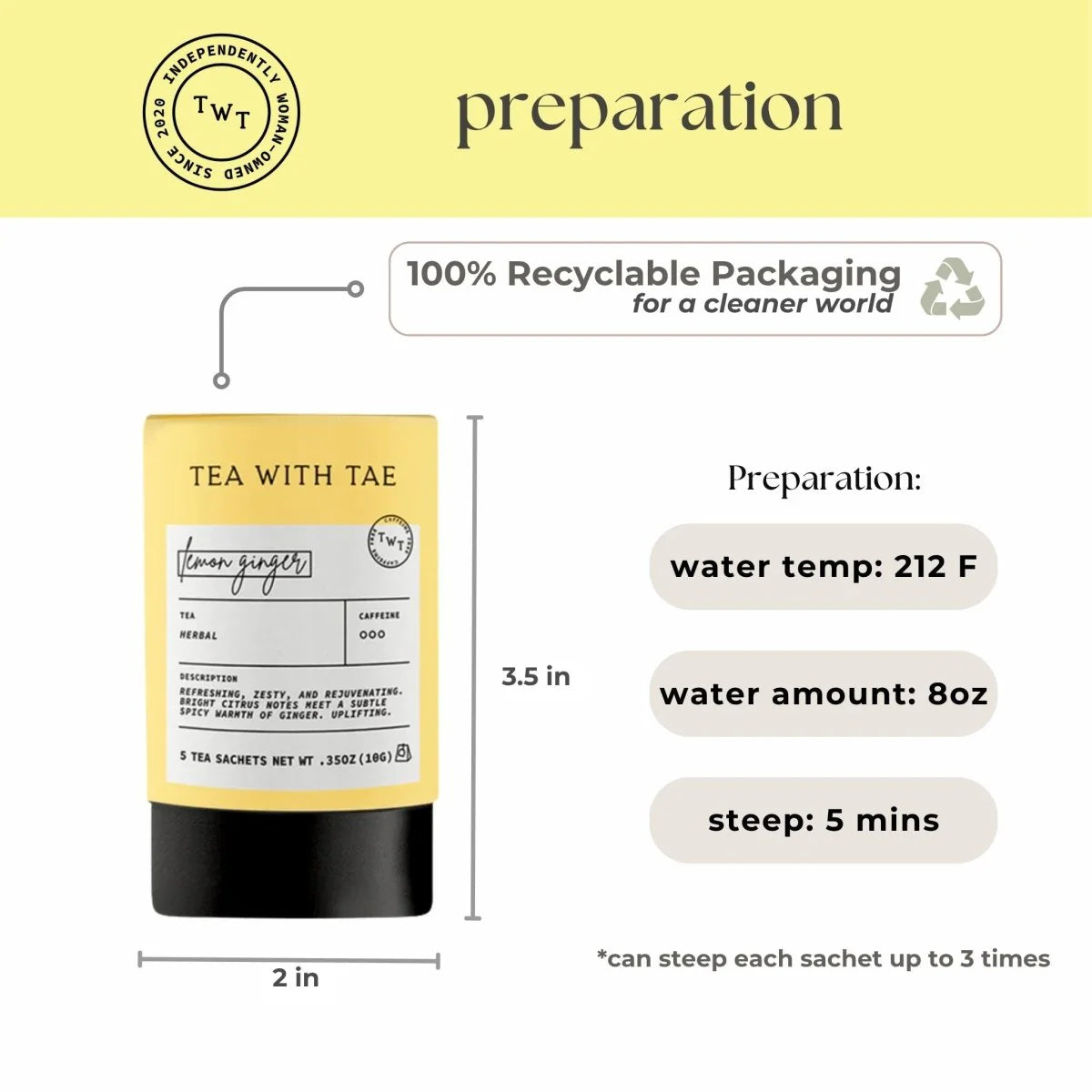 Lemon Ginger Mini Tube (5 Tea Bags)